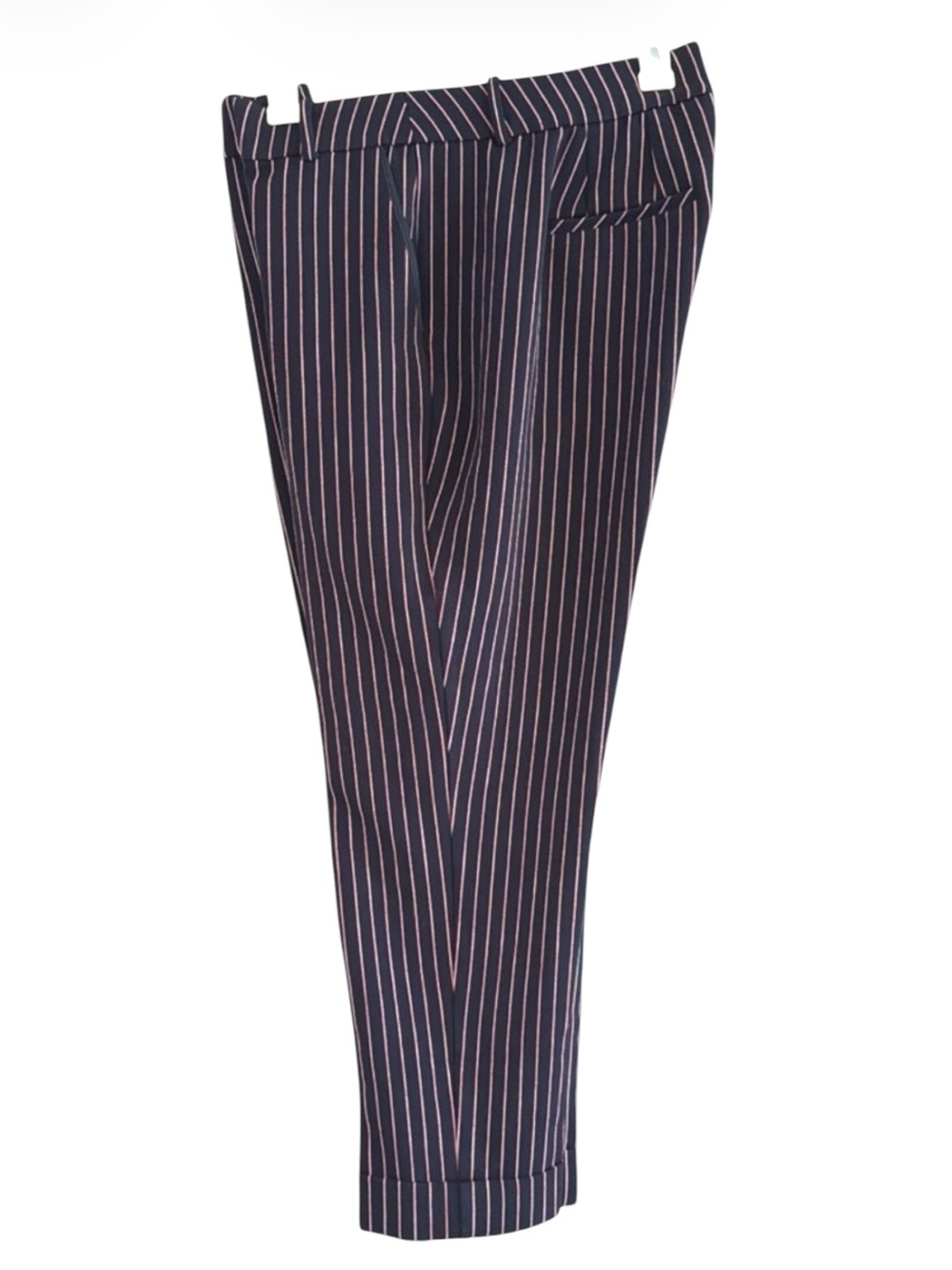 Lane Bryant Navy Pinstripe Dress Pants Size 16 Red White Stretch Cuffed